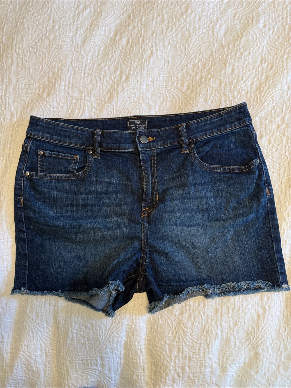GAP Dark Blue Frayed Hem Denim Shorts